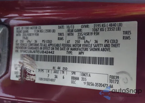 2014 Ford Escape Titanium z USA, uszkodzony, nr VIN 1FMCU9J97EUB42442